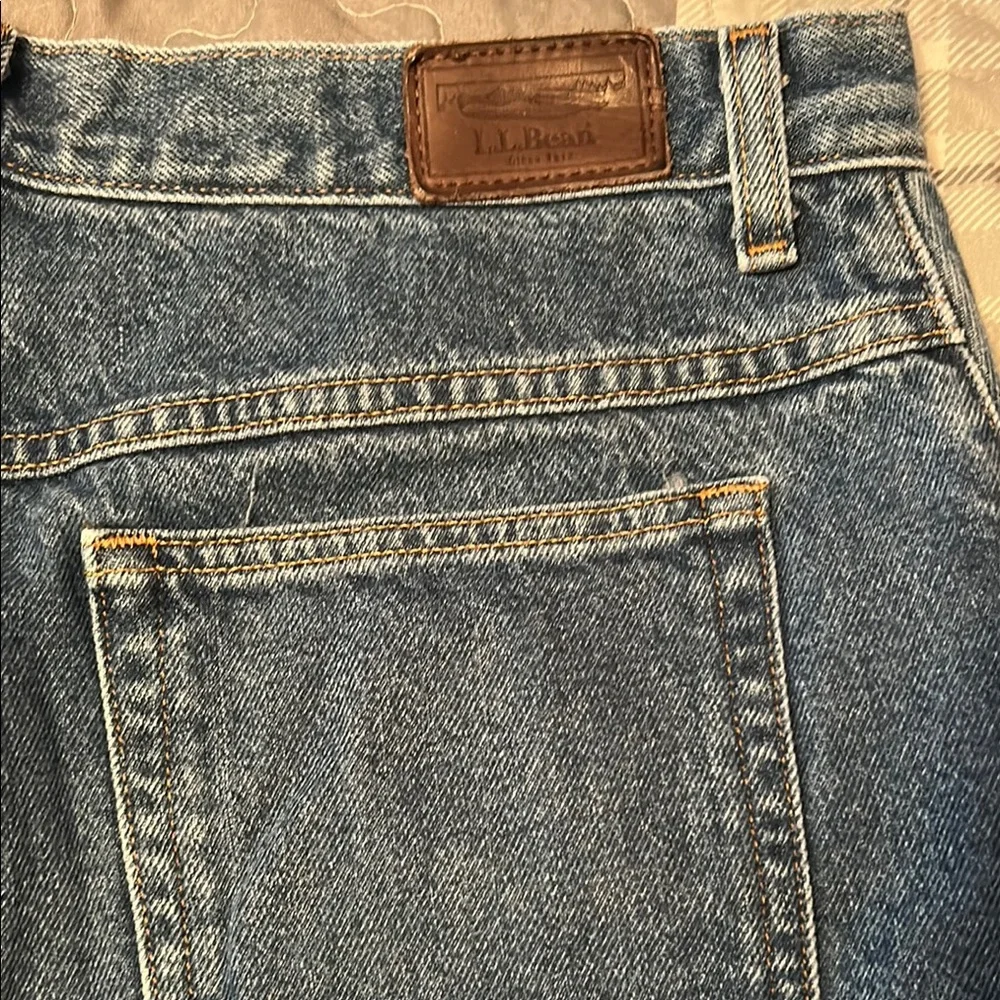 L.L. Bean Blue Jeans with Red Plaid Flannel Lined - Picture 4 of 6